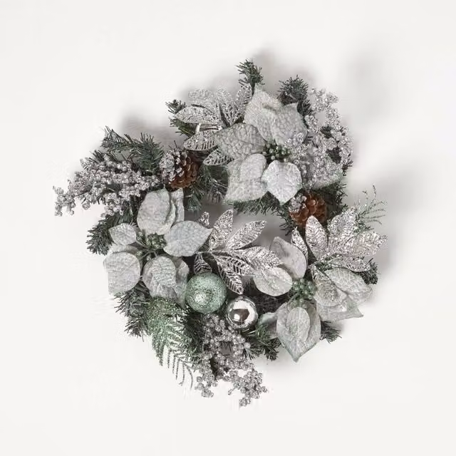 Homescapes Mint Green and Silver Christmas Wreath