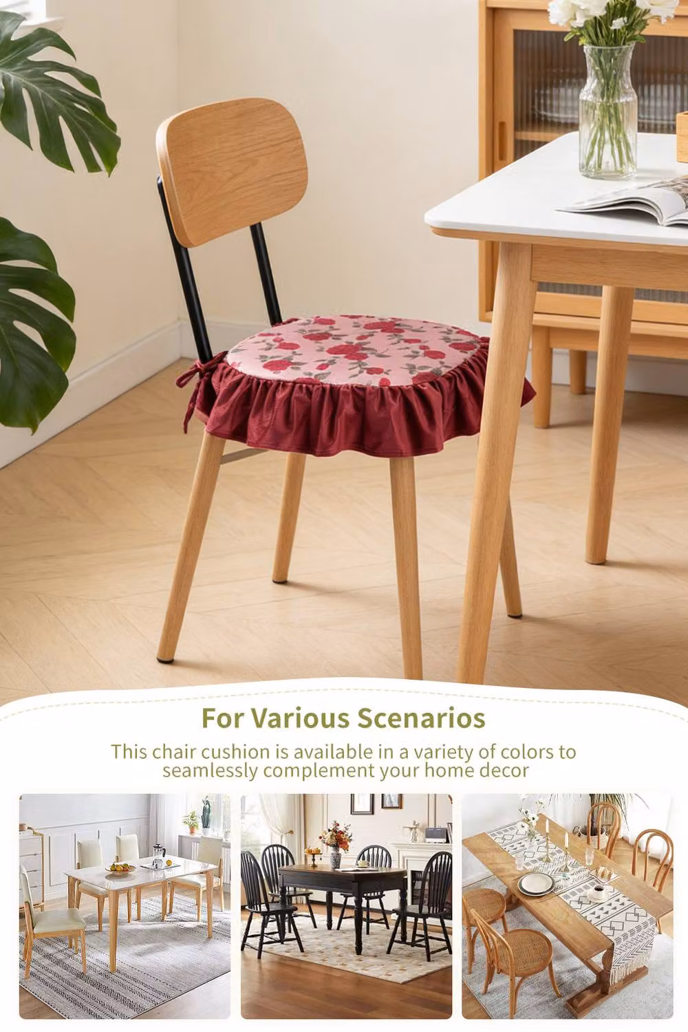 Living and Home Multicolour Vintage Floral Round Cushion, W/D/H: 43 x 43 x 43 cm – 4