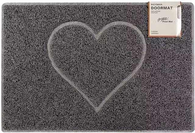 Nicoman Grey Heart Embossed Brushing Doormat