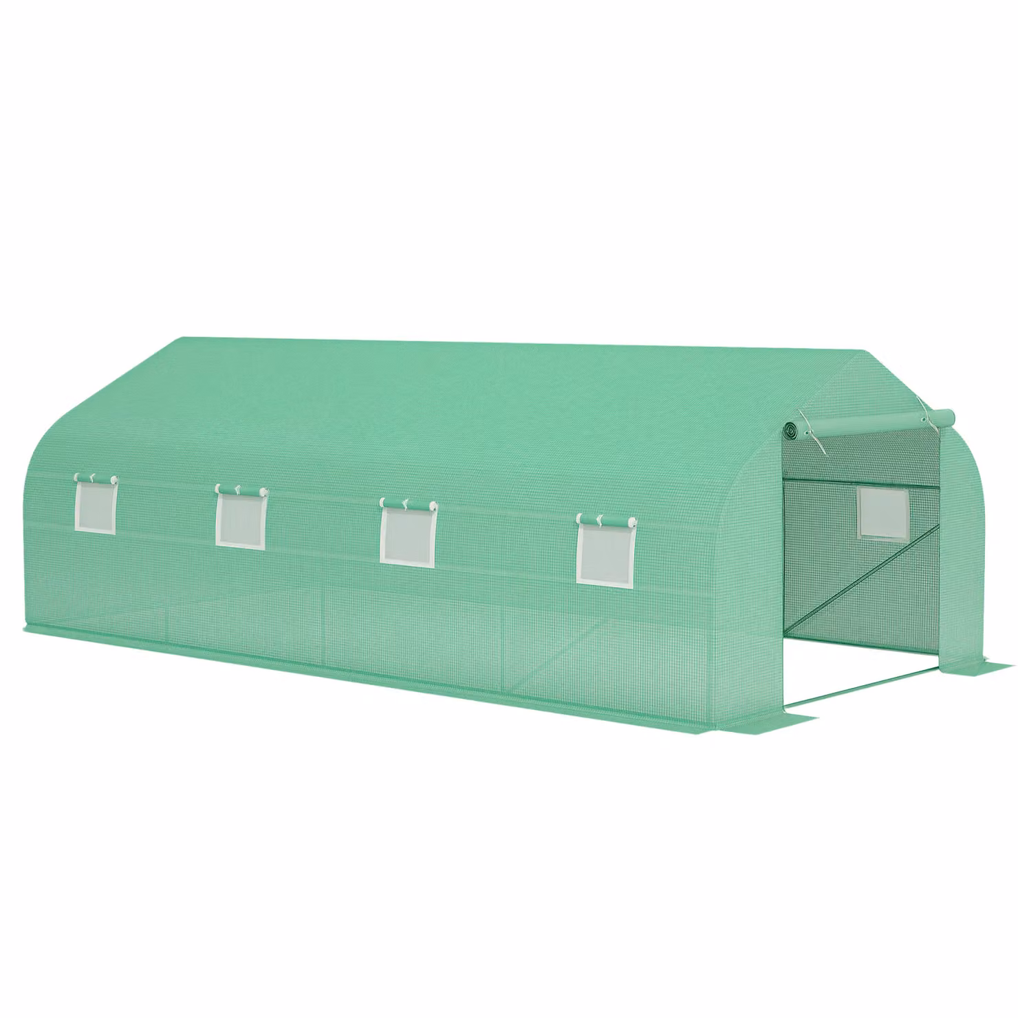 OUTSUNNY Green Walk-in Polytunnel Greenhouse with Door and Windows, W: 6 m, H: 3 m – 2