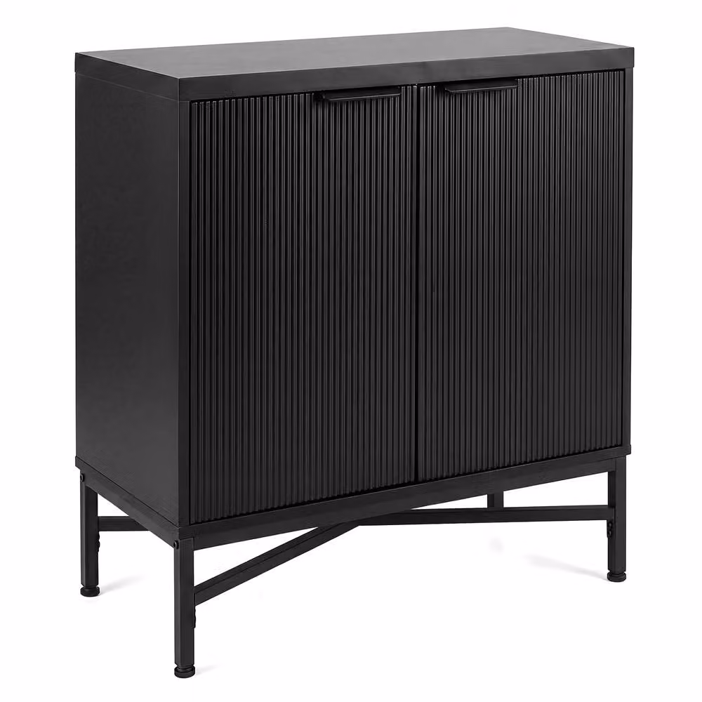 Costway Modern Fluted Sideboard Buffet Cabinet with 2 Doors in Black – 7