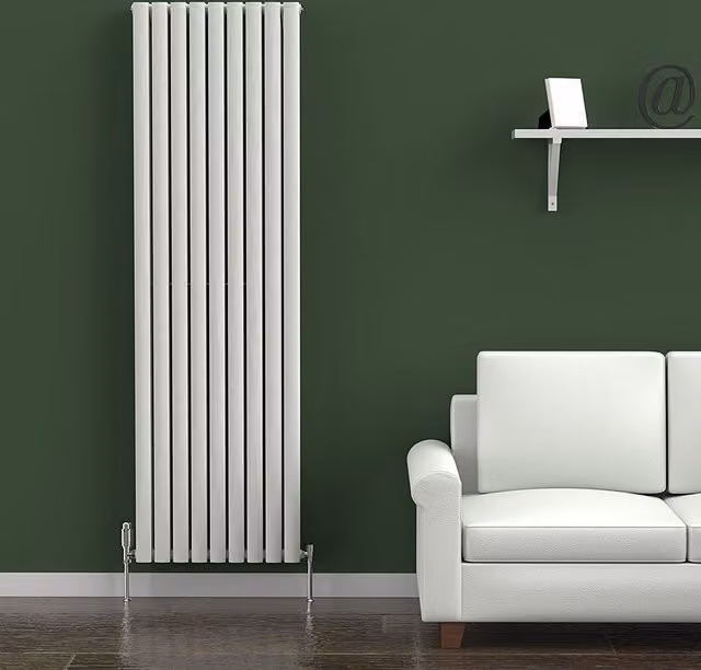 Lux Heat Oval Coloured Vertical Radiator in Dove Grey, H 180 cm x W 54 cm