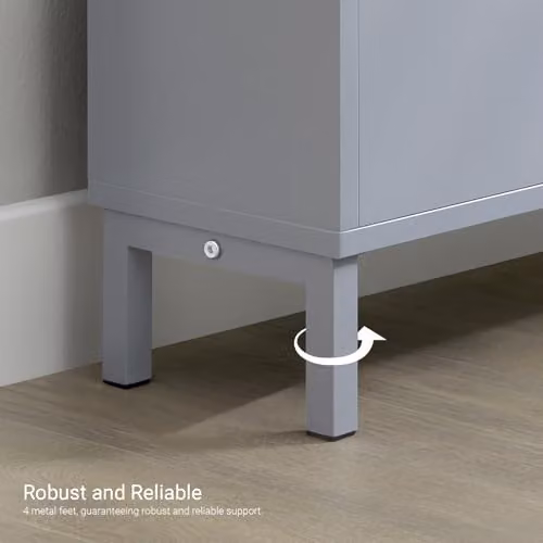 SoBuy Narrow Grey Wooden Shoe Storage Cupboard with 2 Flip Drawers W50 x D19 x H91 cm – 3