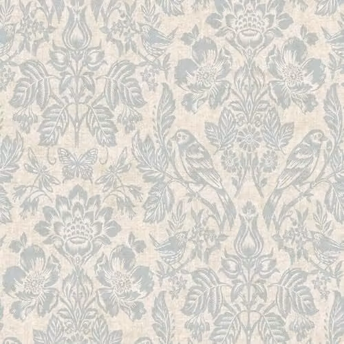 Holden Decor Hawthorn Meadow Blue Textured Blown Vinyl Floral Wallpaper – 1