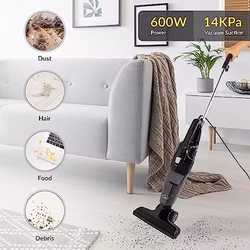 Quest 44839 2-in-1 Bagless Vacuum Cleaner, Black, 600W with HEPA Filter – 2