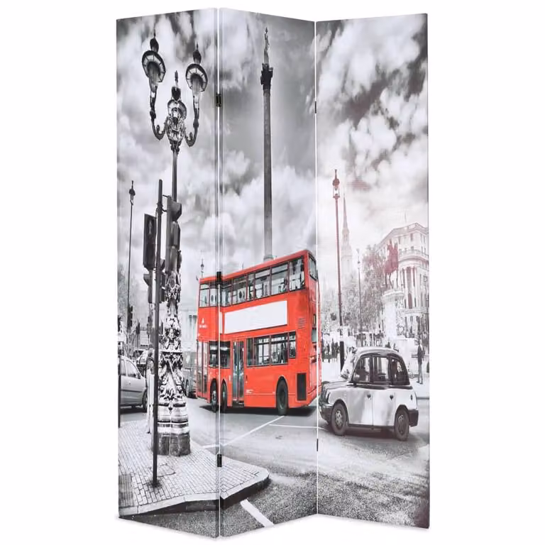 Berkfield Home Beautiful London Bus Folding Room Divider, Black & White, W: 120 cm, H: 170 cm