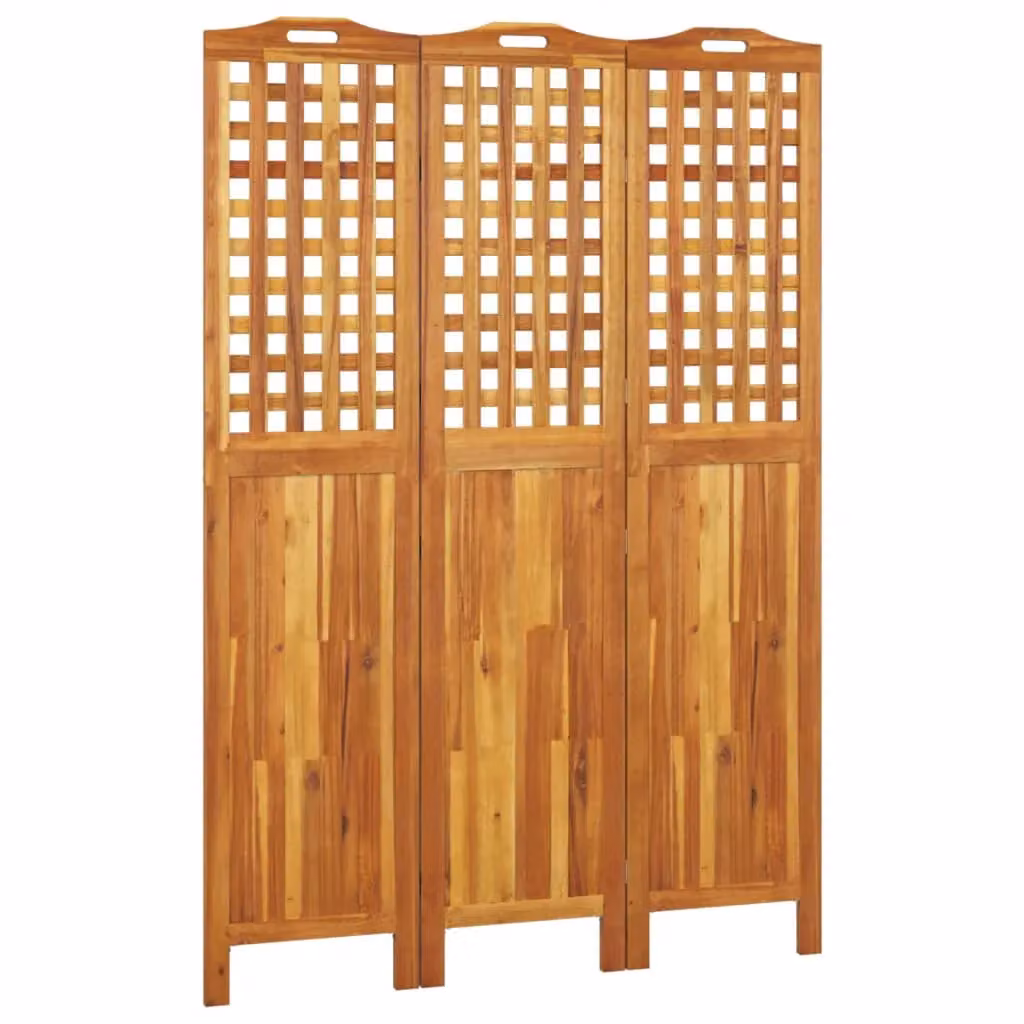 Berkfield Home 3-Panel Acacia Wood Room Divider in Brown, H 180 x W 121.5 x D 2 cm – 2