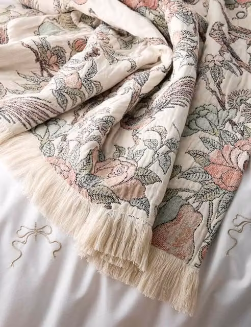 Historic Royal Palaces Hampton Multicolour Patterned Jacquard Cotton Throw