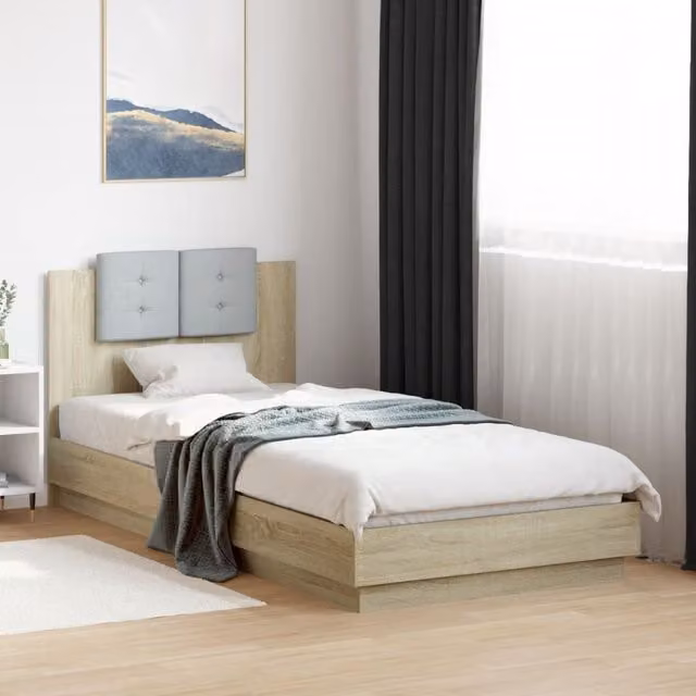 Berkfield Home Sonoma Oak Bed Frame in Brown, W/D/H: 100 x 200 cm – 1