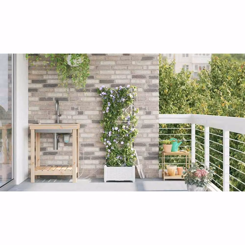 Berkfield Home Garden Planters with Water Irrigation System, White – 3