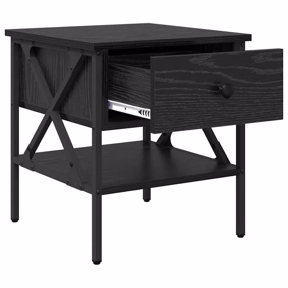 Berkfield Home Modern Bedside Tables, 2 Pack, Black Oak, W/D/H: 40 x 42 x 45 cm – 5
