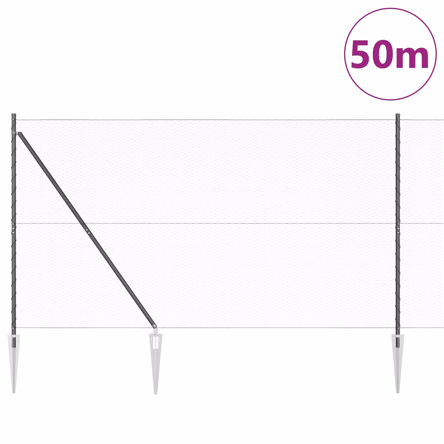 Berkfield Home Hexagon Steel Fence, Grey, 1.5 x 50 m – 1
