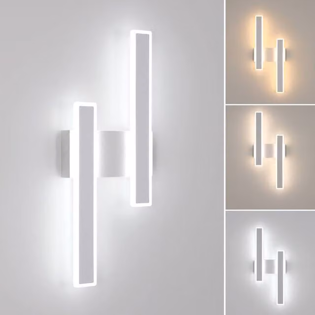 Pheashine White Double Linear LED Wall Sconce, 32W, 3-Colour Changing (3000K-6500K) – 1