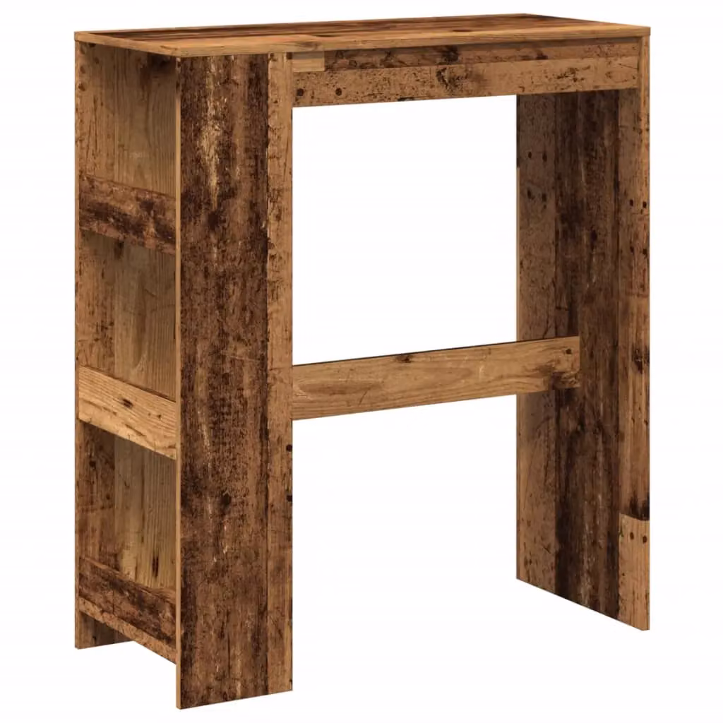 Berkfield Home Bar Table with Racks in Old Wood Brown, W/D/H: 90 x 40 x 103.5 cm – 2