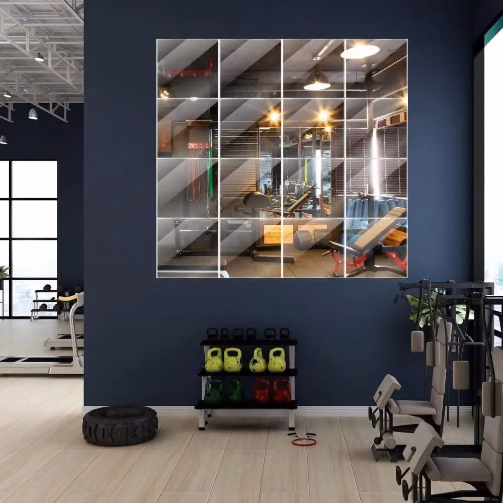 Trendi Set of 16 Square Frameless Glass Wall Mirror Tiles, Clear, W/D/H: 30 x 30 x 30 cm – 3