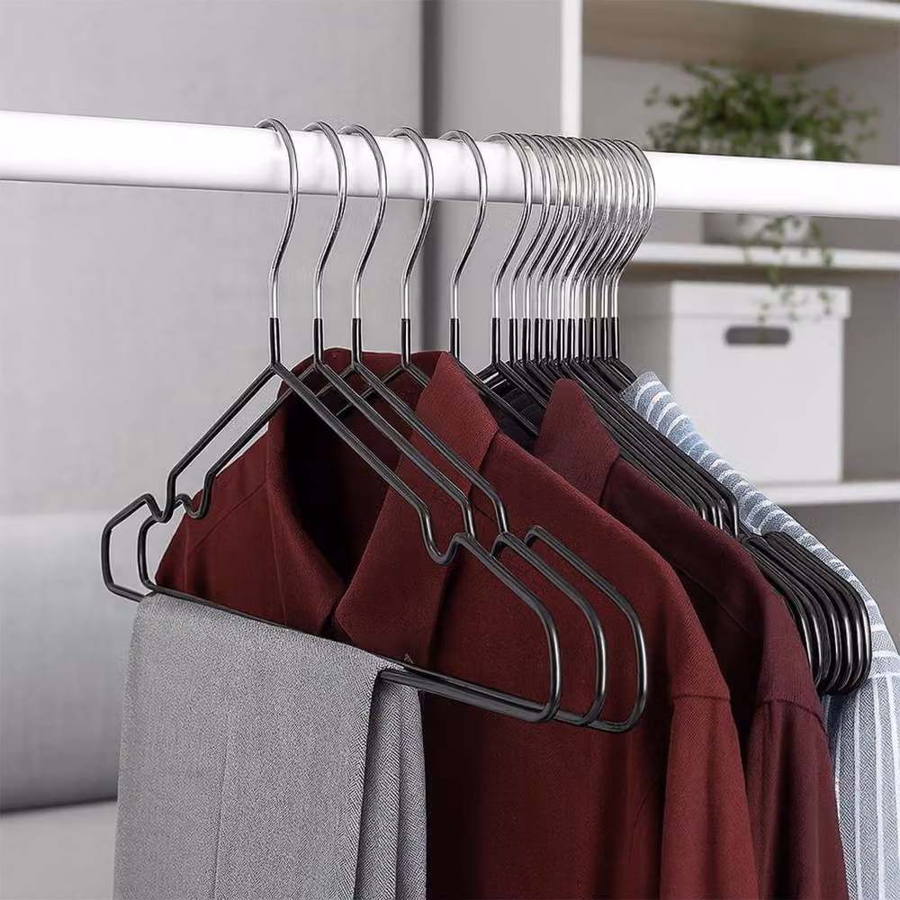 Keplin 20 Pack Non-Slip Rubber Coated Metal Clothes Hangers in Black – 6