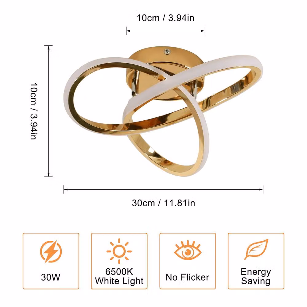 Pheashine Modern Gold LED Ring Ceiling Light with 6500K Cool White Illumination – 2