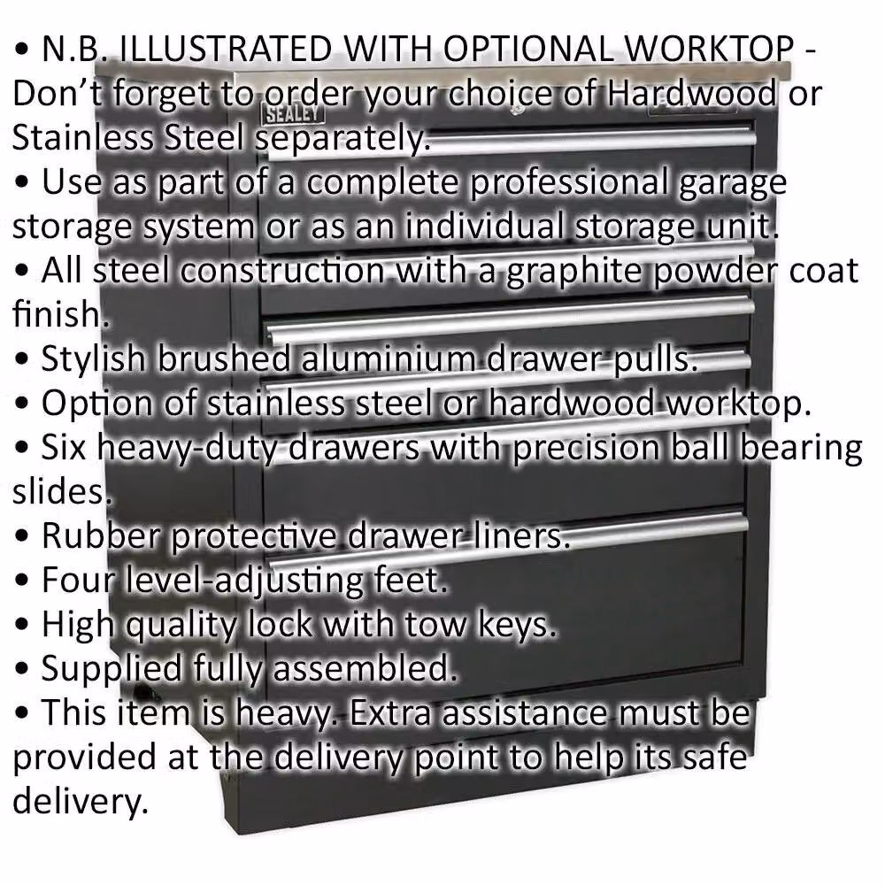 Loops Heavy Duty Modular Floor Cabinet in Grey Steel with 6 Locking Drawers W/D/H: 77.5 x 61.0 x 68.0 cm – 2