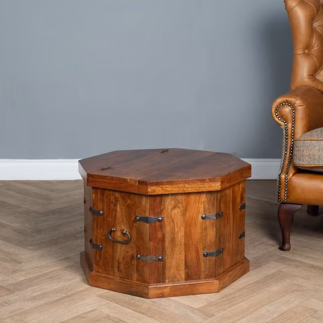Elm Home And Garden Solid Mango Wood Coffee End Table in Brown, W/D/H: 60 x 40 x 60 cm