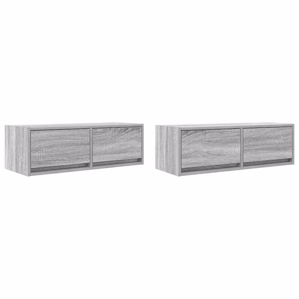 Berkfield Home Set of 2 Modern Grey Sonoma TV Cabinets in Engineered Wood W: 80 cm, D: 31 cm, H: 25.5 cm – 2