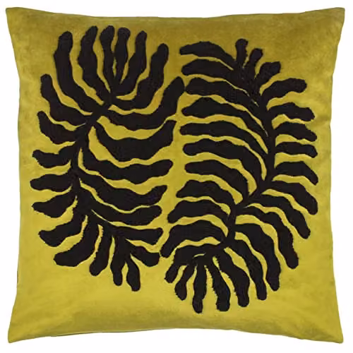 Riva Home Maldive Botanical Velvet Tufted Square Filled Cushion, Green and Yellow, W/D/H: 45 x 45 x 45 cm – 2