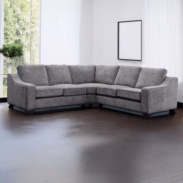 Furnishings For Less UK Nebraska Modern L-Shaped 5 Seater Fabric Corner Sofa in Slate Grey