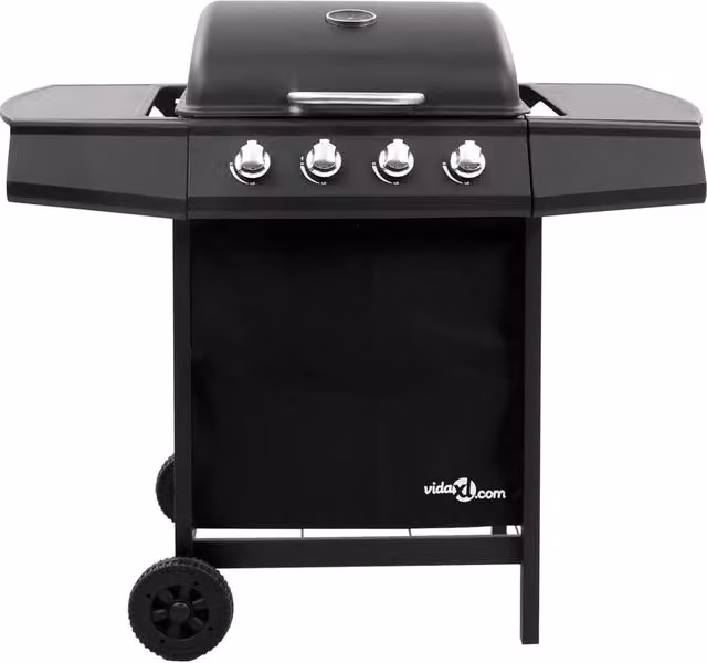 Berkfield Home 4 Burner Gas BBQ Grill with Thermometer and Wheels, Black – 1