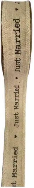 KDMD Just Married Natural Ribbon, 25mm, 3 Pack