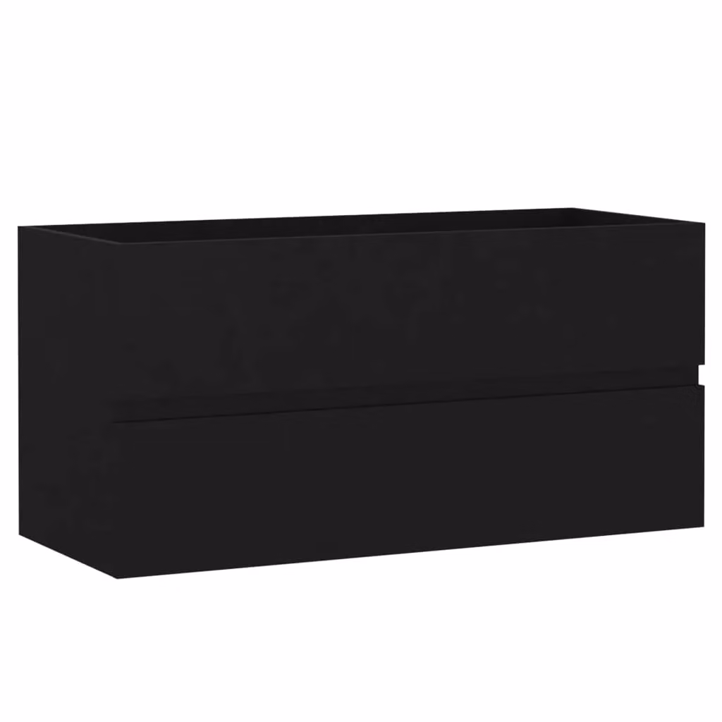Berkfield Home Sink Cabinet in Black Matt MDF, W/D/H: 90 x 38.5 x 45 cm – 2