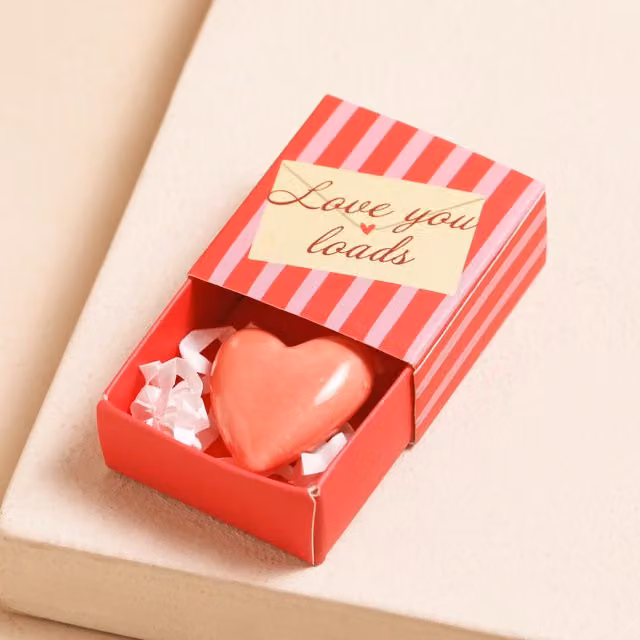 Lisa Angel Women's Tiny Matchbox Love You Ceramic Heart Token in Red and Pink