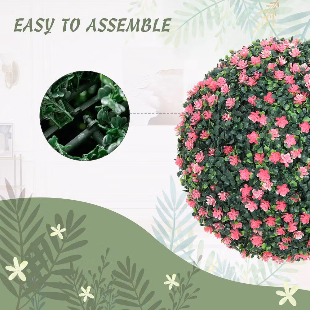STILVORA Set of 2 Pink Artificial Round Topiary Balls, Diameter: 40 cm – 6