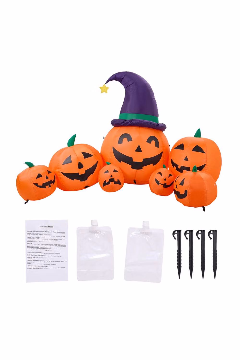 Living and Home 7 FT Halloween Inflatable Pumpkin Family Decoration with LED Lights, Orange and Multicolour – 3