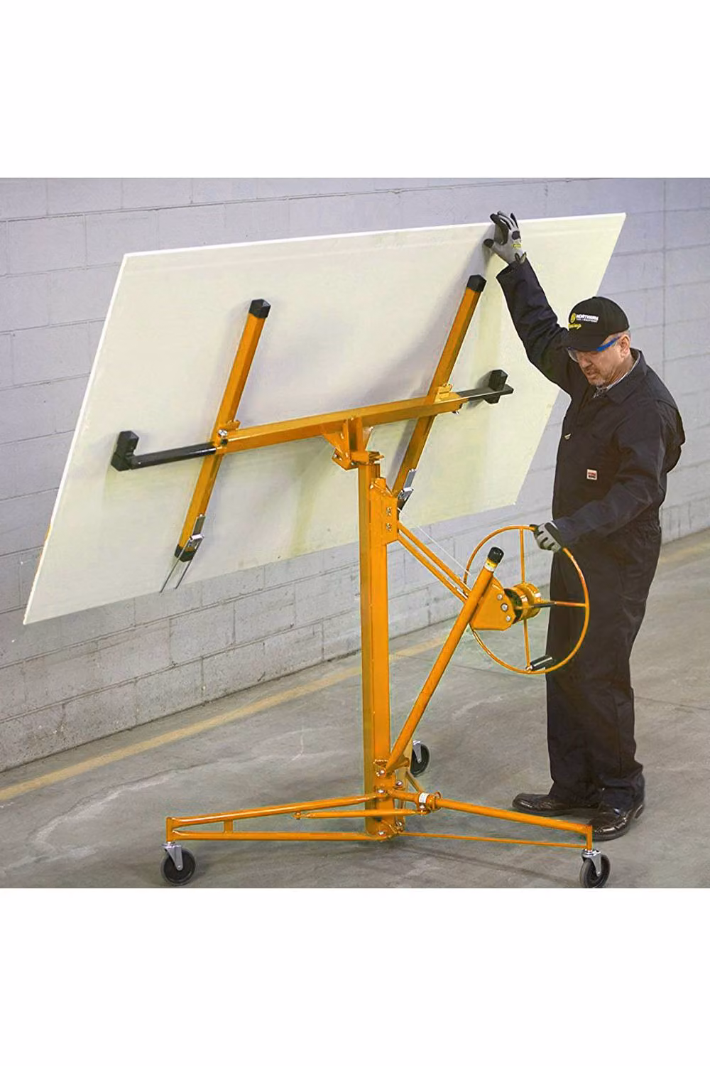 Living and Home 11ft Steel Drywall Lifter with Rolling Casters in Yellow – 2