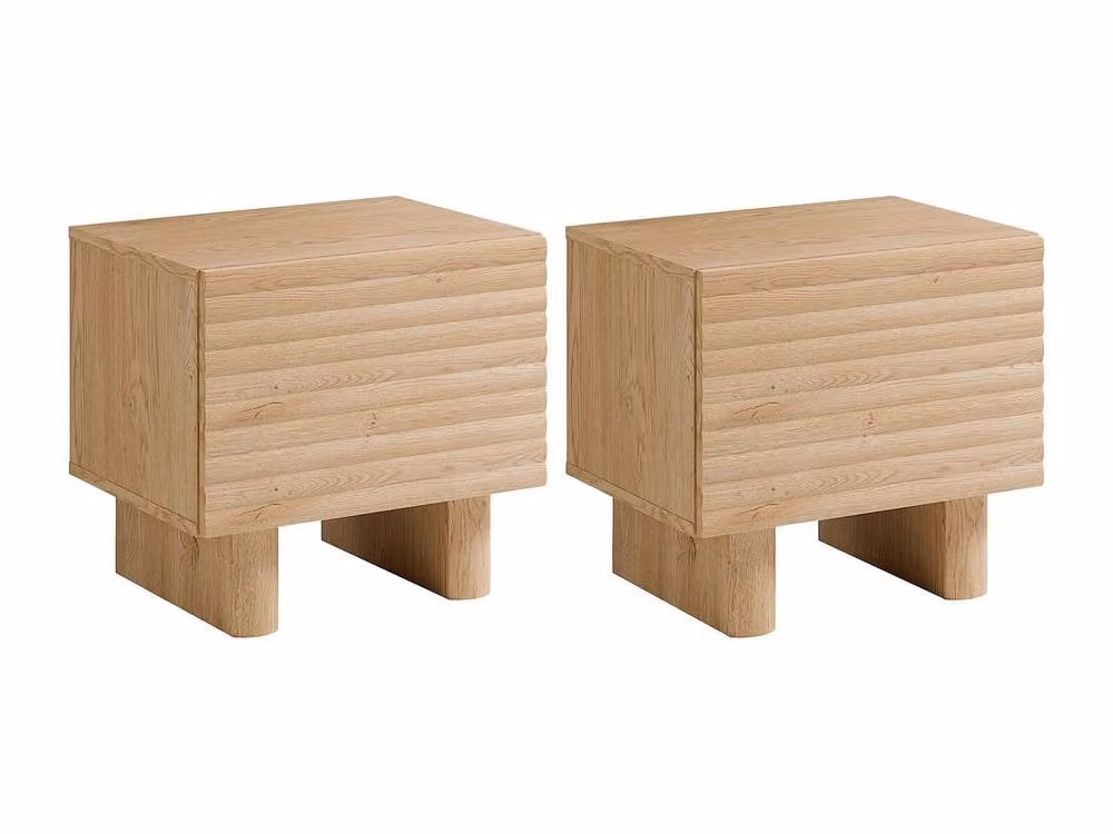 Vente-unique LUDIMA Set of 2 Bedside Tables with 1 Door in Light Oak MDF – 2