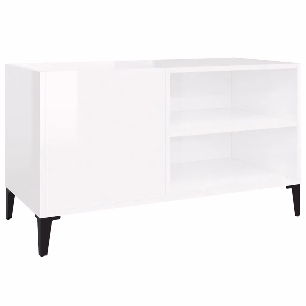 Berkfield Home Record Cabinet in High Gloss White, W/D/H: 84.5 x 38.0 x 48.0 cm – 2