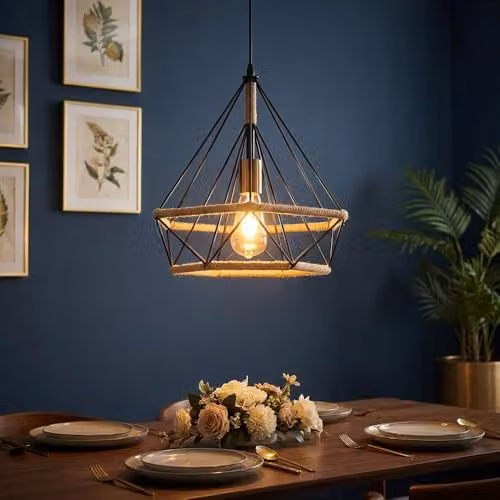 Globo Lighting Ulleu Pendant Light Black and Brown, E27, Dimmable and Height Adjustable, W: 38 cm, H: 150 cm – 2