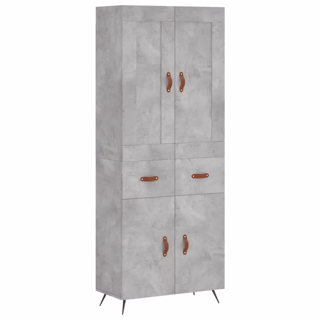 Berkfield Home Highboard in Concrete Grey, W/D/H: 69.5 x 34 x 180 cm – 2