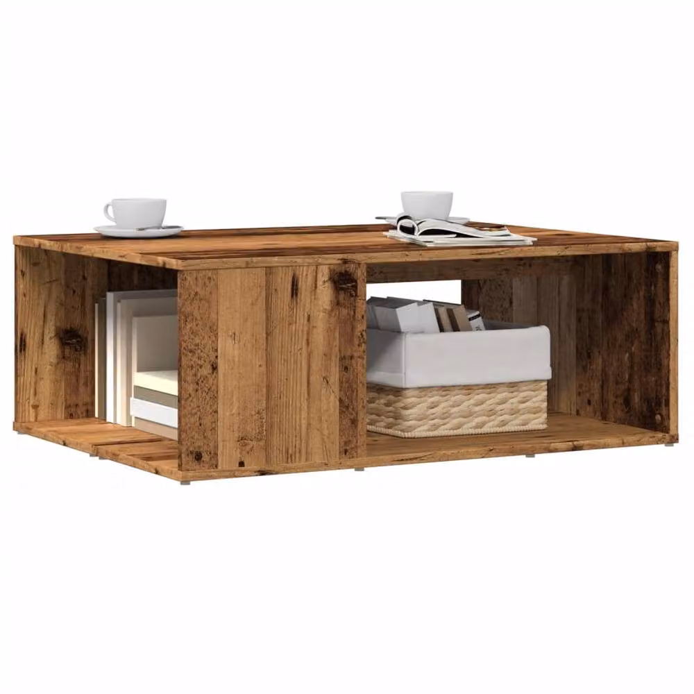 Berkfield Home Durable Rustic Coffee Table in Brown, W/D/H: 90 x 67 x 33 cm – 2