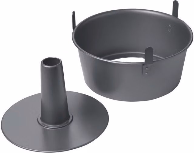 Chicago Metallic 2pc Non-Stick Carbon Steel Round Angel Food Cake Tin with Loose Base, Grey, Diameter: 25 cm