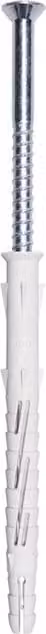 JCP Fixings White Nylon Frame Plug Countersunk Head Bright Zinc Plated, 8 x 100 mm (Box of 100)