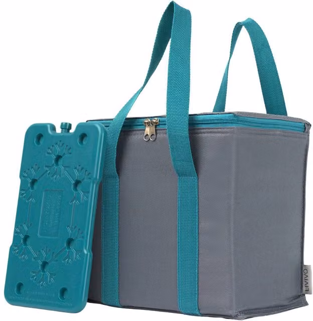 LIVIVO 10L Insulated Cooler Bag with Freezer Block in Grey – 1