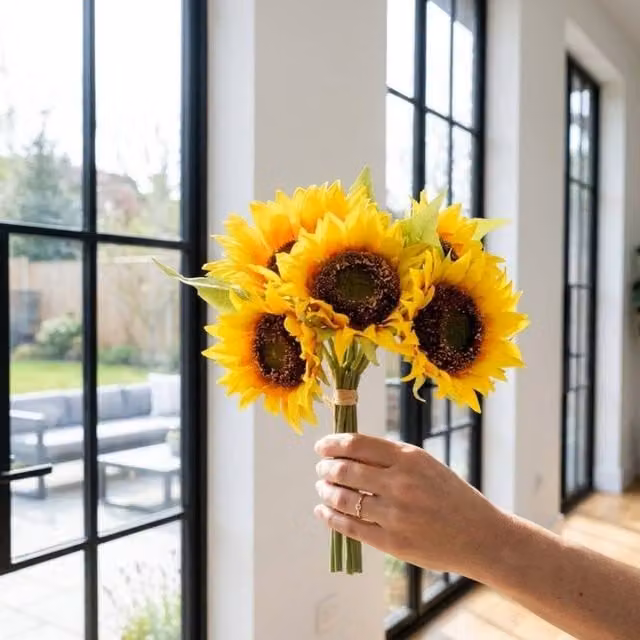 Garden Greatness Artificial Sunflower Bouquet Bunch in Yellow and Multicolour