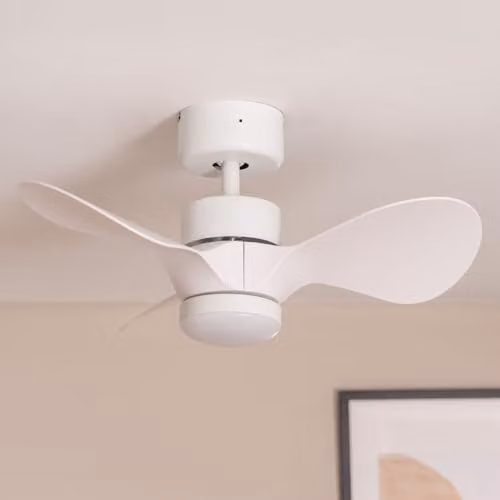 ValueLights White LED Ceiling Fan with Remote Control and Timer – 2
