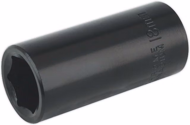 Loops 18mm Forged Deep Impact Socket, 3/8 Inch Sq Drive, Chrome Vanadium, Black