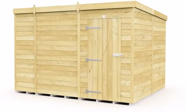 Buttercup Farm Brown Pent Shed with Single Door and No Window, L302 x W231 x H201 cm – 1