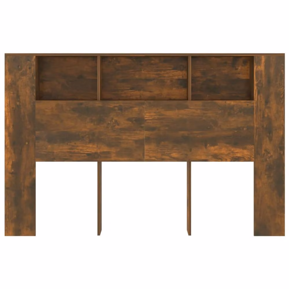 Berkfield Home Headboard Cabinet in Smoked Oak Brown, W: 160 cm, D: 18.5 cm, H: 104.5 cm – 3