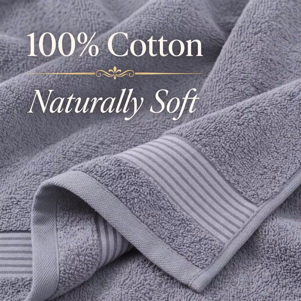 Pamposh 6 Piece Set of Grey Cotton Terry Towels, 500 GSM – 3