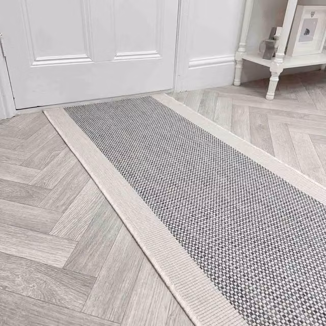 runrug Vichy Reversible Indoor/Outdoor Carpet Runner Rug in Grey, W: 60 cm, L: 210 cm – 1