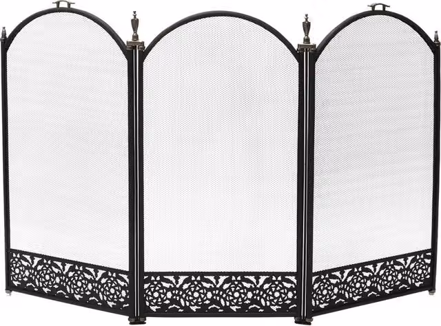 JVL Ashford Stainless Steel Fire Screen Spark Guard for Coal and Wood Burning Fires, Black, W/H/D: 97 x 61 x 2 cm – 8