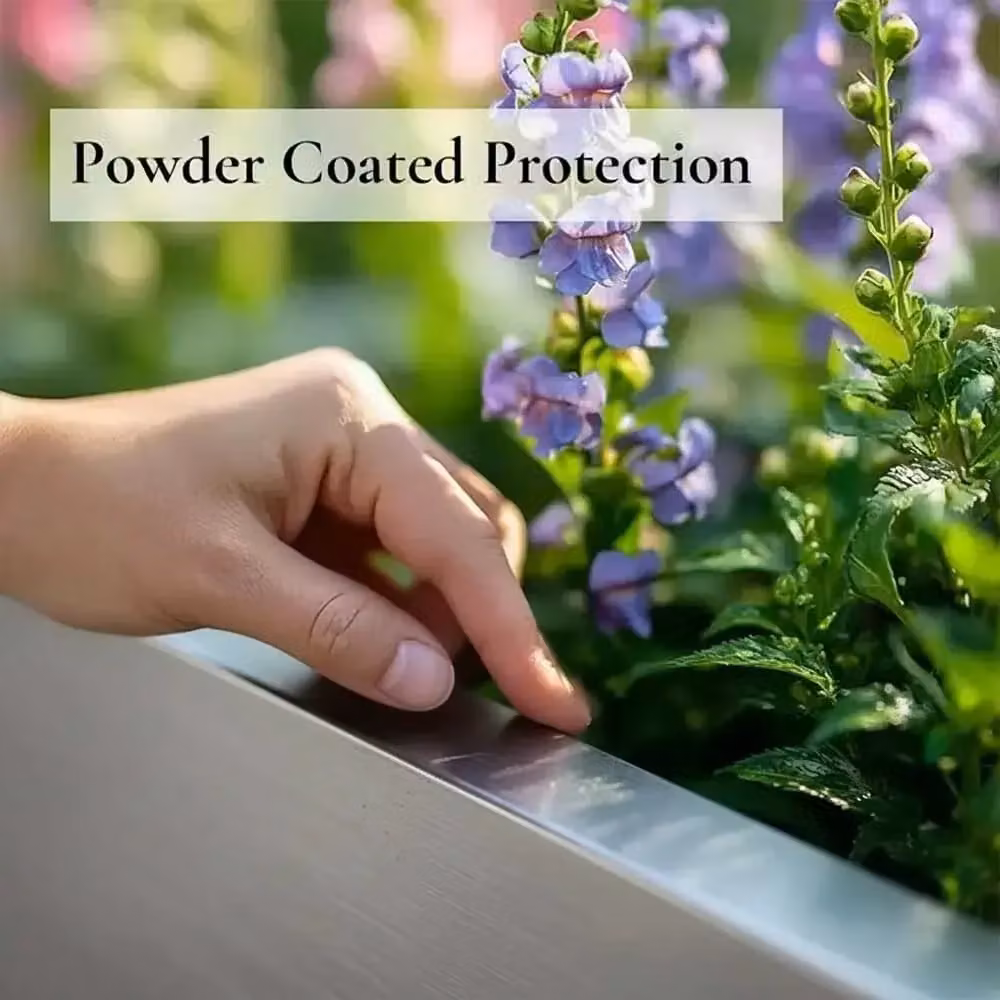 Tulipy Galvanised Steel Trough Planter, Silver, L100 x W40 x H40 cm – 2